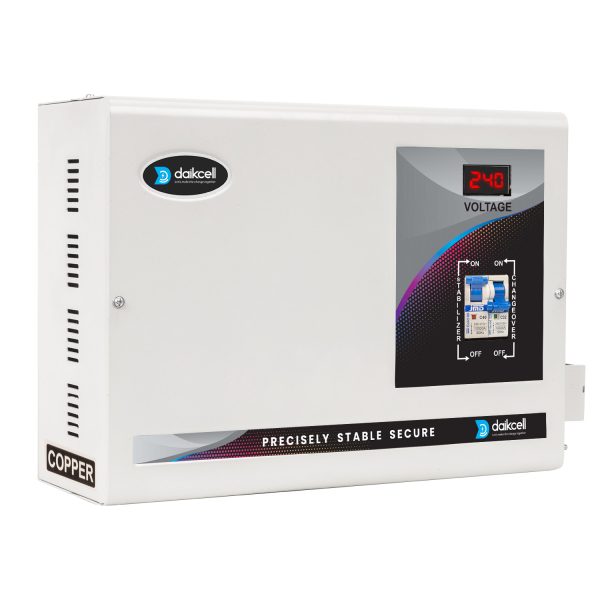 daikcell 5 KVA Copper 90V-300V Heavy Duty Mainline Voltage Stabilizer for Home - 4000W - 20 Amps Load - 5 Year Warranty - DSR016 - Grey - Single Phase