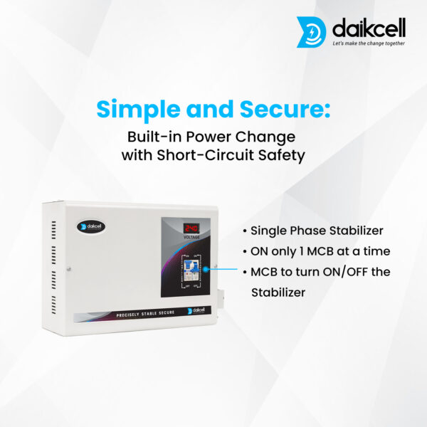 daikcell 3 KVA 90V-300V Mainline Heavy Duty Voltage Stabilizer for Home 2400W - Single Phase