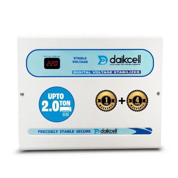5 KVA 130V-300V Digital Voltage Stabilizer for All Inverter and Non-Inverter AC along with Digital Display & Intelligent Time Delay System - Upto 2.0 Ton AC - 4000W