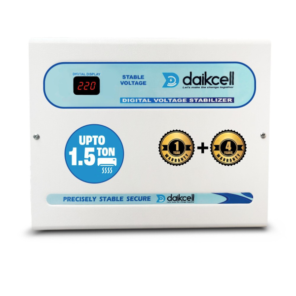 4 KVA 130V-300V Digital Voltage Stabilizer for All Inverter and Non-Inverter AC along with Digital Display & Intelligent Time Delay System - Upto 1.5, Ton AC - 3200W