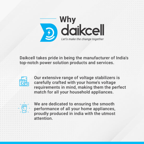 daikcell 8 KVA ( 7.5KW ) COPPER 90V-300V Mainline Heavy Duty Voltage Stabilizer For Home 6000W - Single Phase