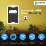 Li+UPS 1280 | Solar+Electricity Charging Pure Sinewave 1100 VA/12V with 1280 Wh inbuilt Lithium-ion Battery with Upto 13.6 Year Life | Wall-Mountable with 5 Year Replacement Warranty - Li1280