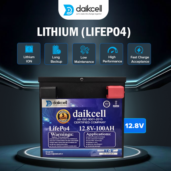 daikcell Chargon 12.8V Lithium ion Inverter Battery for Home | Solar Compatible | 1280 Wh with 15 Year Life | More Backup Than 180Ah+ Acid Battery | Works with Any Normal Inverter | 1+4 Years Warranty