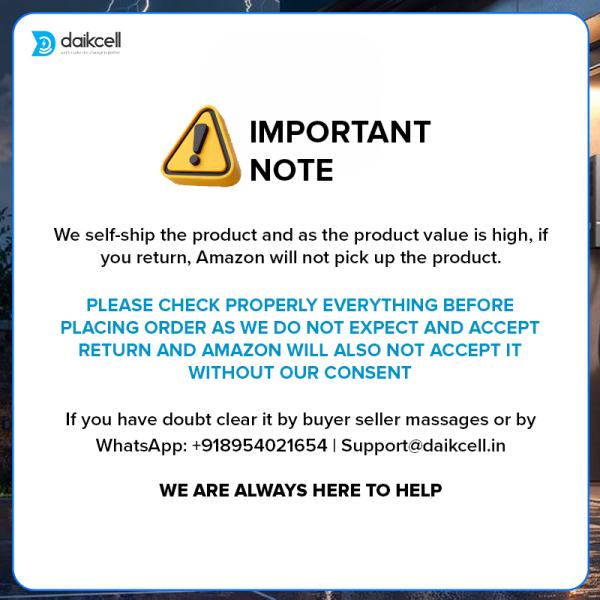 daikcell Chargon 12.8V Lithium ion Inverter Battery for Home | Solar Compatible | 1280 Wh with 15 Year Life | More Backup Than 180Ah+ Acid Battery | Works with Any Normal Inverter | 1+4 Years Warranty