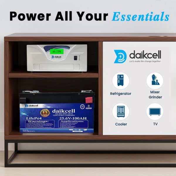 Lithium Inverter & Battery Combo for Home, Shop & Office | 2000VA Pure Sine Wave + 25.6V Lithium ion Universal Battery | More Backup Than 2 x 180Ah+ Lead-Acid Battery | 1+4 Years Warranty