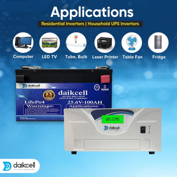 Lithium Inverter & Battery Combo for Home, Shop & Office | 2000VA Pure Sine Wave + 25.6V Lithium ion Universal Battery | More Backup Than 2 x 180Ah+ Lead-Acid Battery | 1+4 Years Warranty