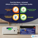 Lithium Inverter & Battery Combo for Home, Shop & Office | 2000VA Pure Sine Wave + 25.6V Lithium ion Universal Battery | More Backup Than 2 x 180Ah+ Lead-Acid Battery | 1+4 Years Warranty