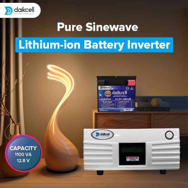 Inverter & Battery Combo for Home, Shop & Office | 1100VA Pure Sine Wave + 12.8V 100AH Lithium ion Universal Battery | More Backup Than 180Ah+ Lead-Acid Battary with 5 Years Warranty