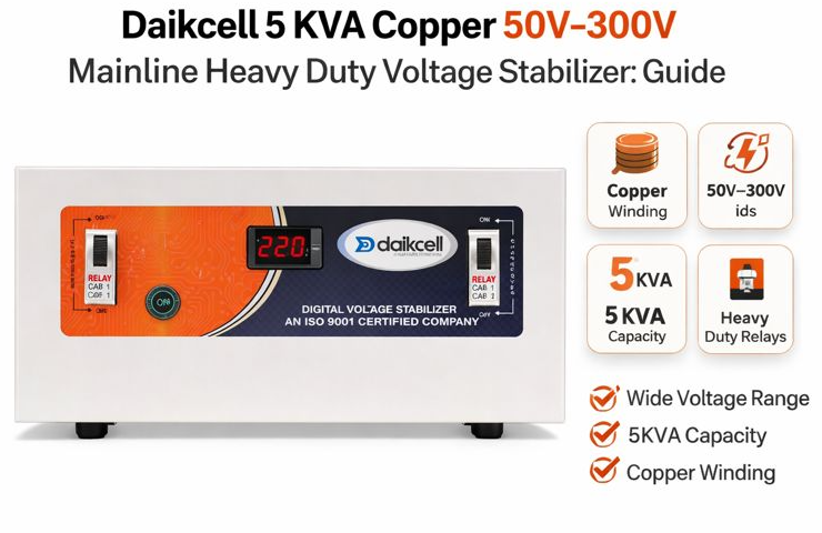 Daikcell 5 KVA Copper 50V–300V Mainline Heavy Duty Voltage Stabilizer Complete Guide