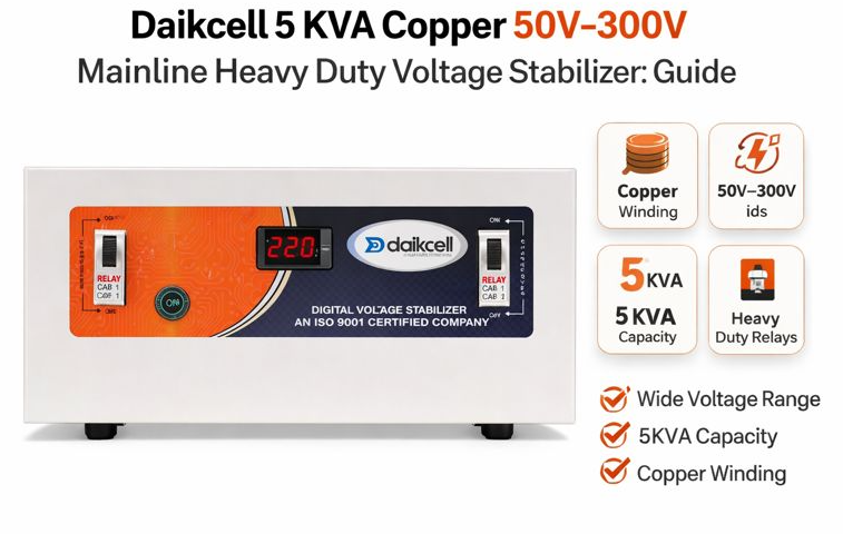 Daikcell 5 KVA Copper 50V–300V Mainline Heavy Duty Voltage Stabilizer Complete Guide